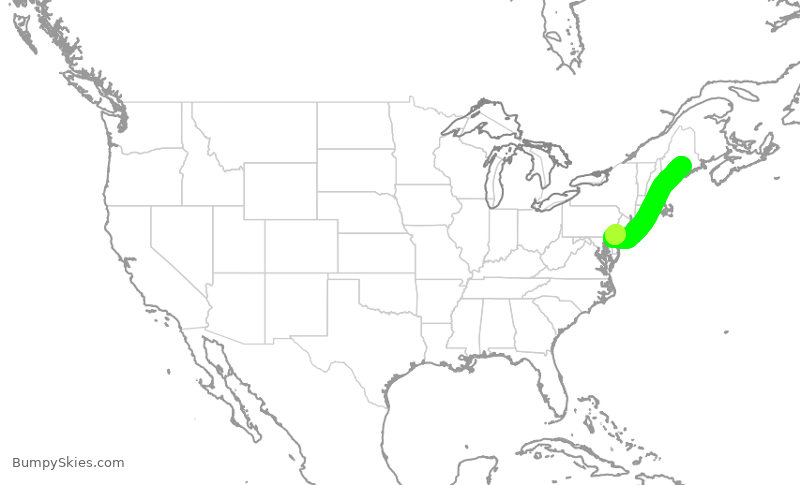 Turbulence forecast map for JIA5368, BGR to PHL