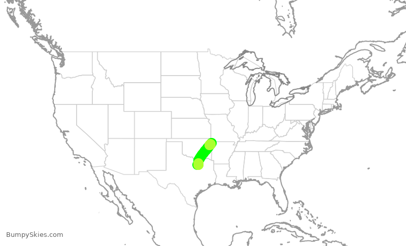 Turbulence forecast map for JIA5369, DFW to XNA
