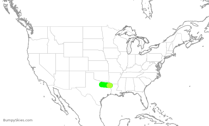 Turbulence forecast map for JIA5372, DFW to SHV