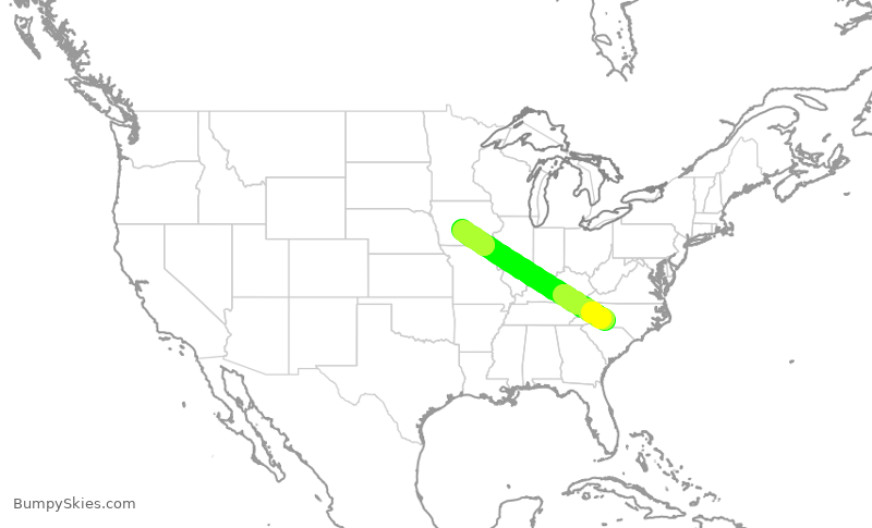 Turbulence forecast map for JIA5391, CLT to DSM