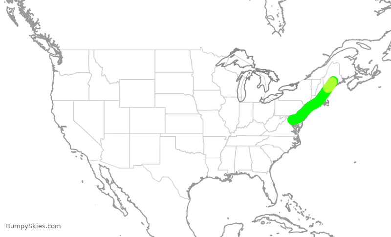 Turbulence forecast map for JIA5392, DCA to BGR
