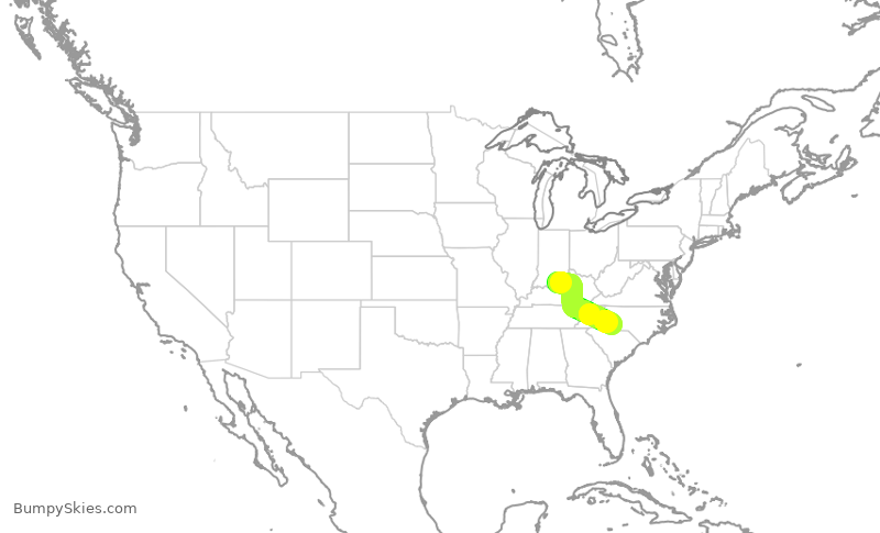 Turbulence forecast map for JIA5397, SDF to CLT
