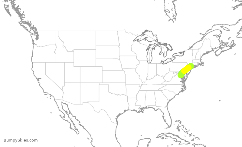 Turbulence forecast map for JIA5401, HPN to DCA