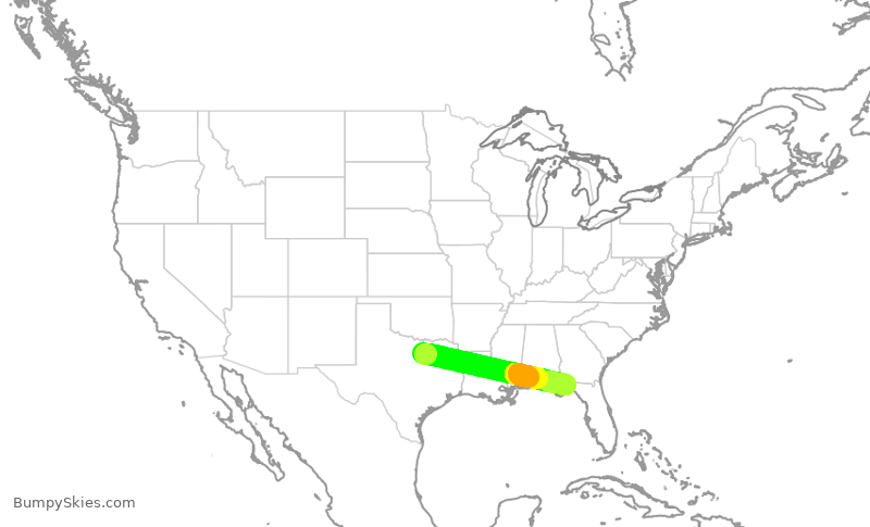 Turbulence forecast map for JIA5408, DFW to TLH