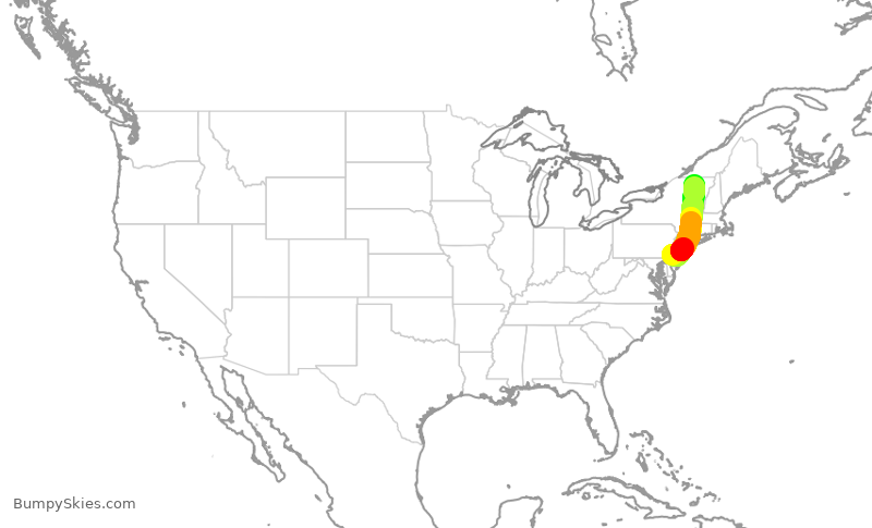 Turbulence forecast map for JIA5408, PHL to BTV