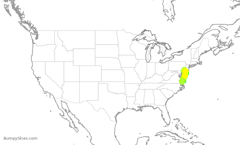 Turbulence forecast map for JIA5411, ORF to PHL