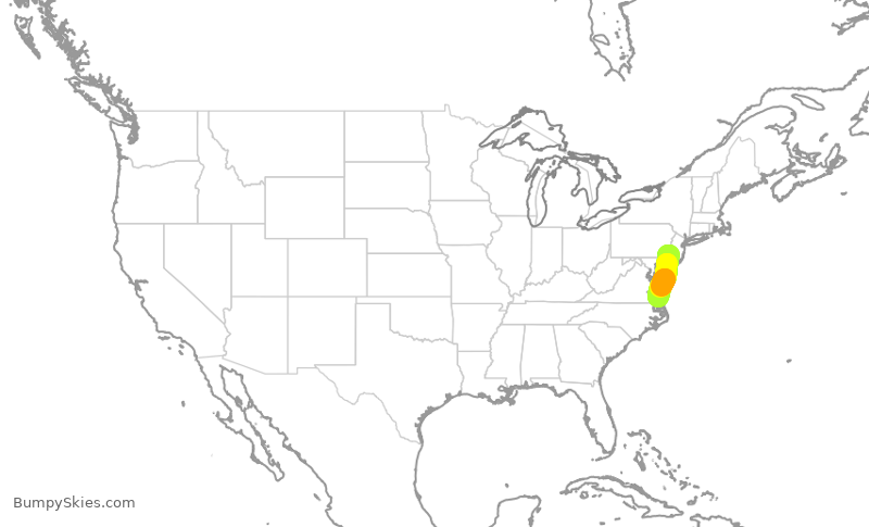 Turbulence forecast map for JIA5411, PHL to ORF