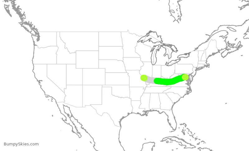 Turbulence forecast map for JIA5411, STL to DCA