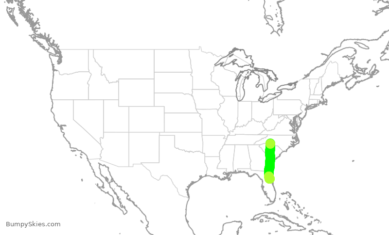 Turbulence forecast map for JIA5412, CLT to DAB