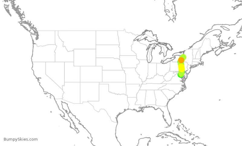 Turbulence forecast map for JIA5418, SYR to DCA