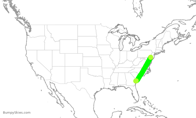 Turbulence forecast map for JIA5420, PHL to SAV