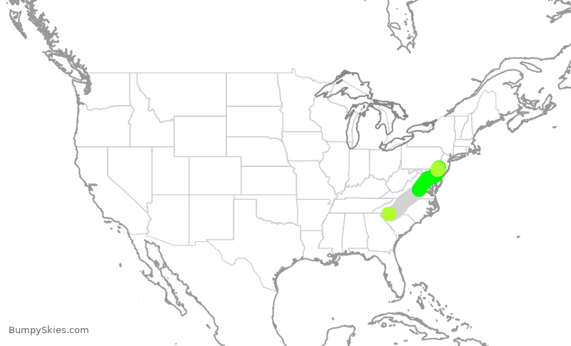 Turbulence forecast map for JIA5427, GSP to PHL