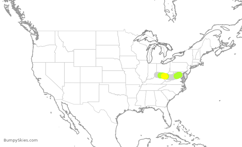 Turbulence forecast map for JIA5428, CVG to DCA