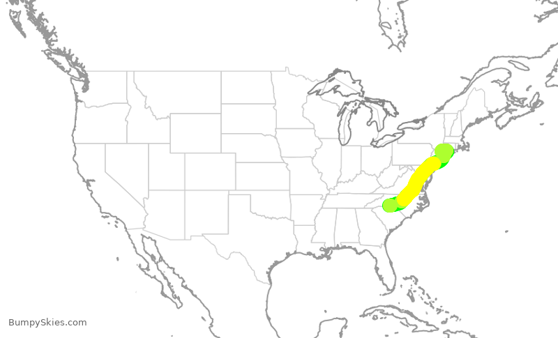 Turbulence forecast map for JIA5431, CLT to HPN