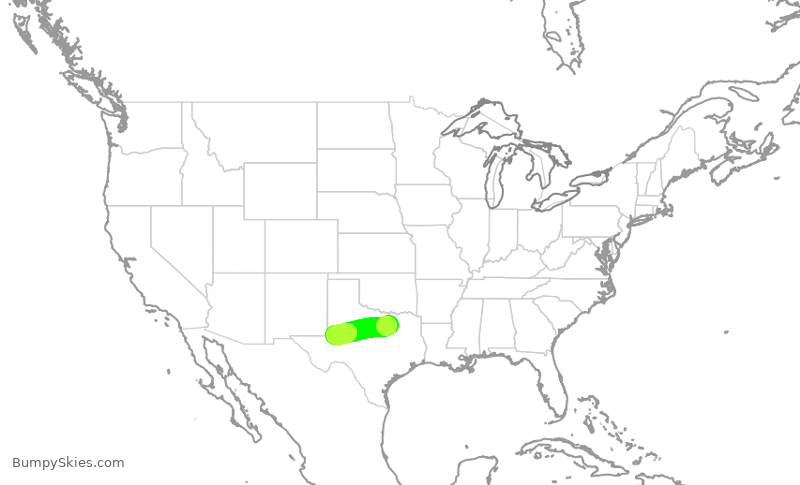 Turbulence forecast map for JIA5434, DFW to MAF