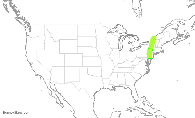Turbulence forecast map for JIA5442, YUL to PHL