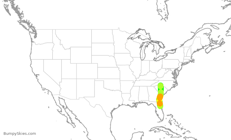 Turbulence forecast map for JIA5455, DAB to CLT