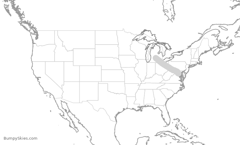 Turbulence forecast map for JIA5460, DCA to LAN