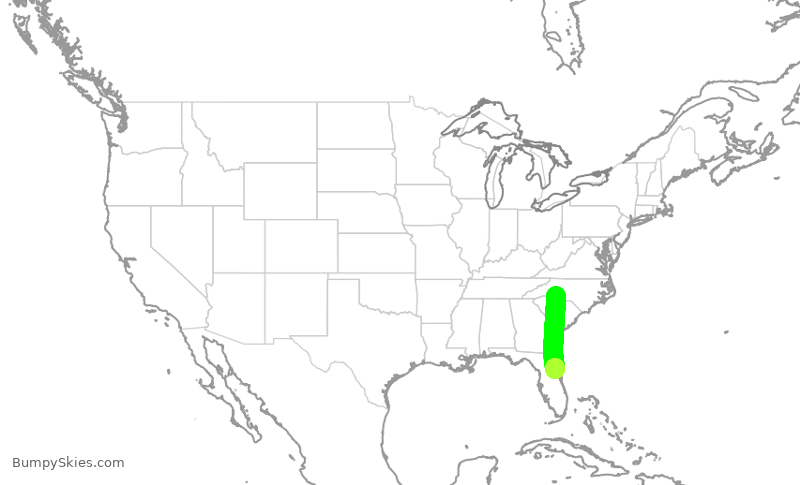 Turbulence forecast map for JIA5462, CLT to DAB