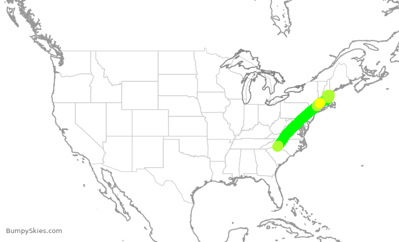 Turbulence forecast map for JIA5463, MHT to CLT