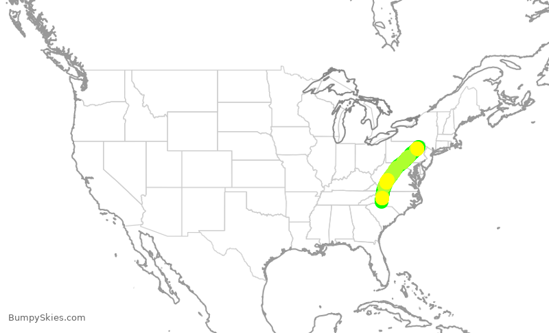 Turbulence forecast map for JIA5464, CLT to AVP