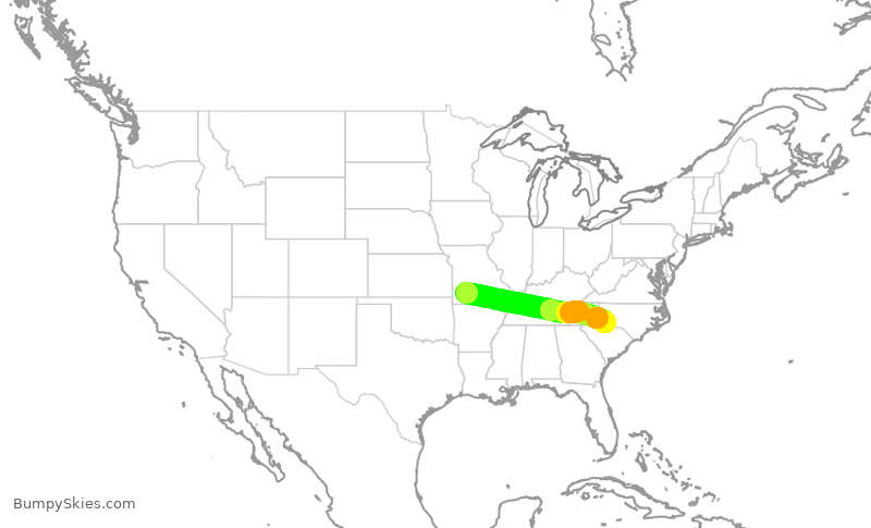 Turbulence forecast map for JIA5466, SGF to CLT
