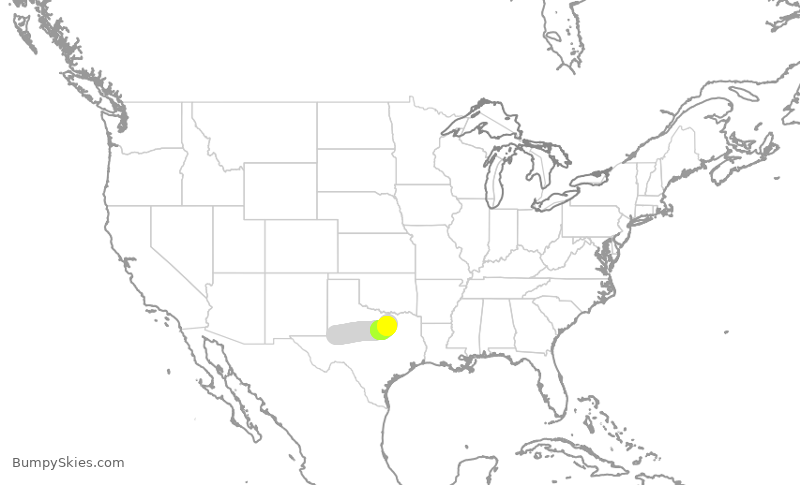 Turbulence forecast map for JIA5469, MAF to DFW