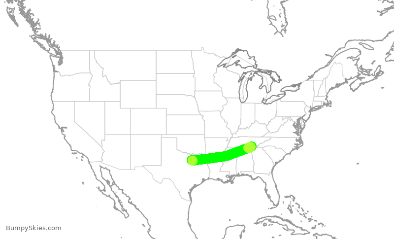 Turbulence forecast map for JIA5471, DFW to CHA