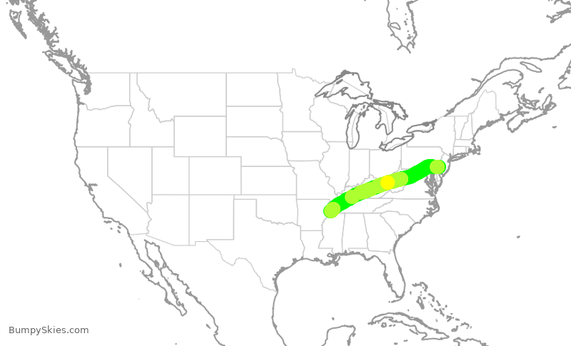 Turbulence forecast map for JIA5478, PHL to MEM