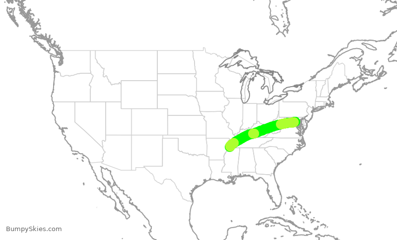 Turbulence forecast map for JIA5486, DCA to MEM