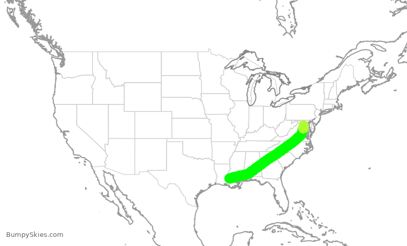 Turbulence forecast map for JIA5494, BTR to DCA