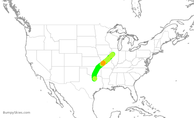 Turbulence forecast map for JIA5494, DFW to PIA