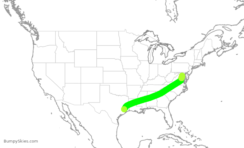 Turbulence forecast map for JIA5496, IAH to DCA