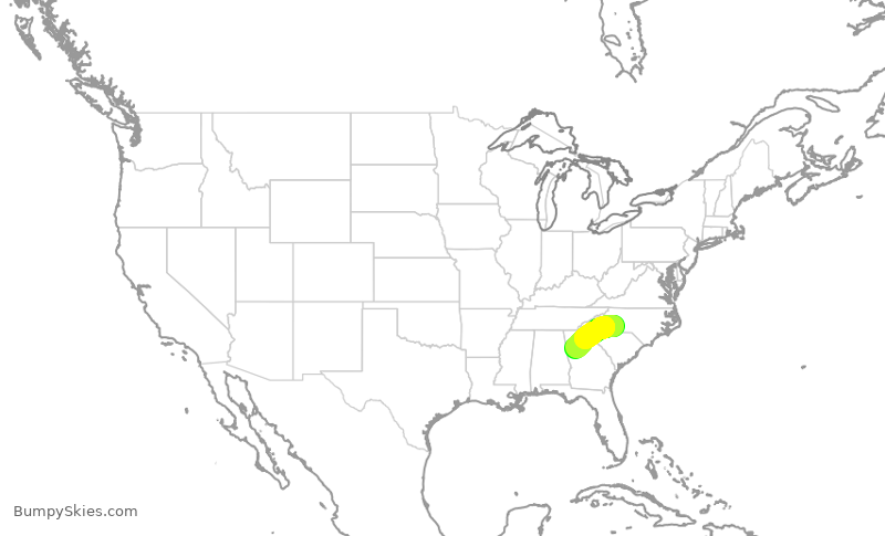 Turbulence forecast map for JIA5498, CLT to ATL