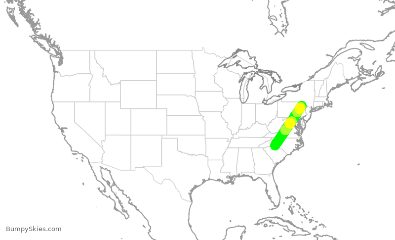 Turbulence forecast map for JIA5502, CLT to AVP