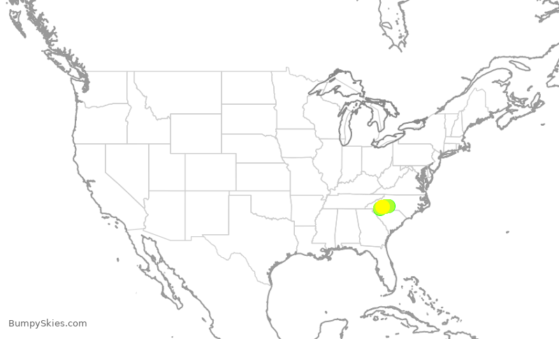 Turbulence forecast map for JIA5503, CLT to GSP