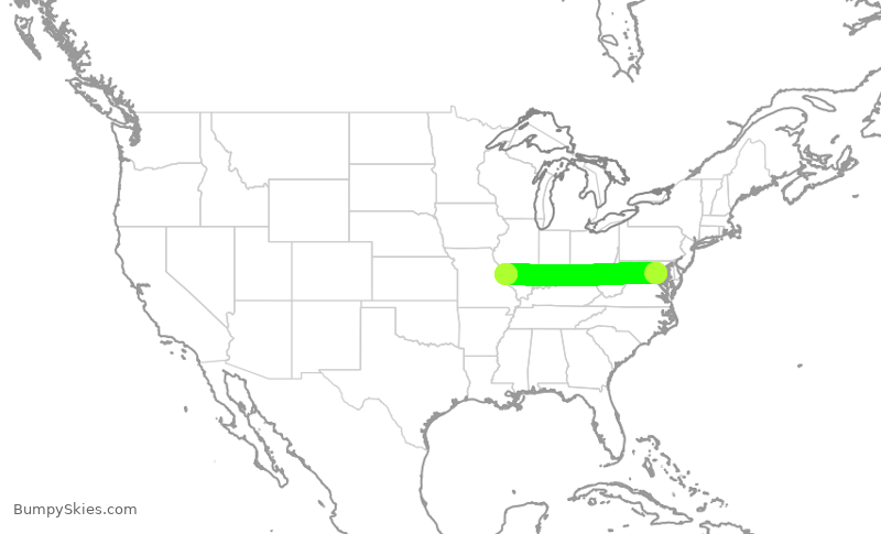 Turbulence forecast map for JIA5503, DCA to STL