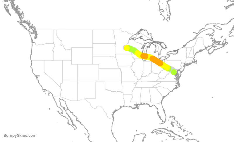 Turbulence forecast map for JIA5506, DCA to MSP