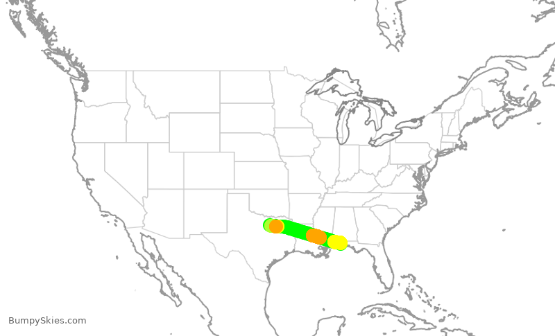 Turbulence forecast map for JIA5510, DFW to PNS