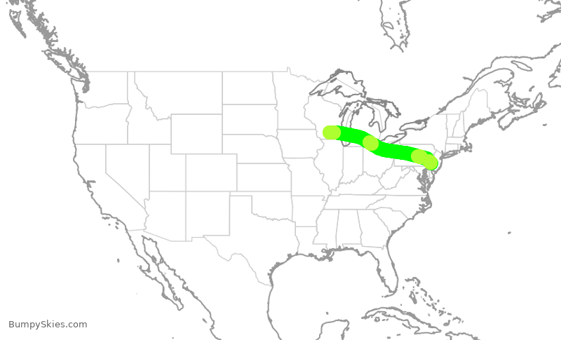Turbulence forecast map for JIA5532, PHL to MSN