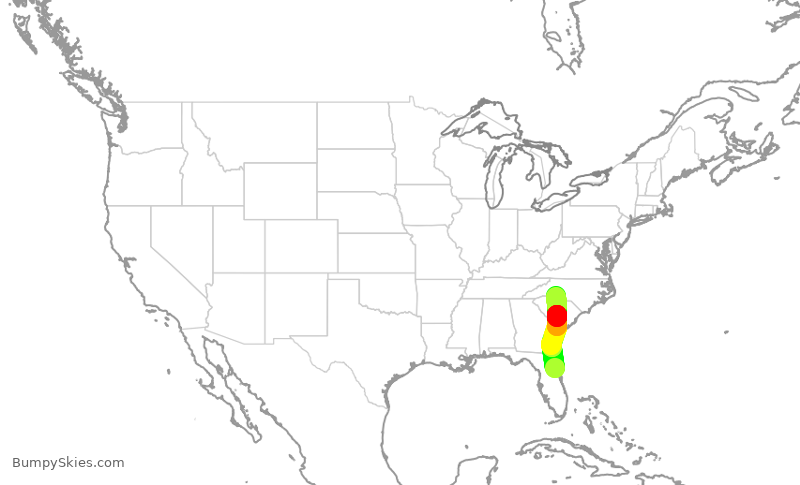 Turbulence forecast map for JIA5537, DAB to CLT