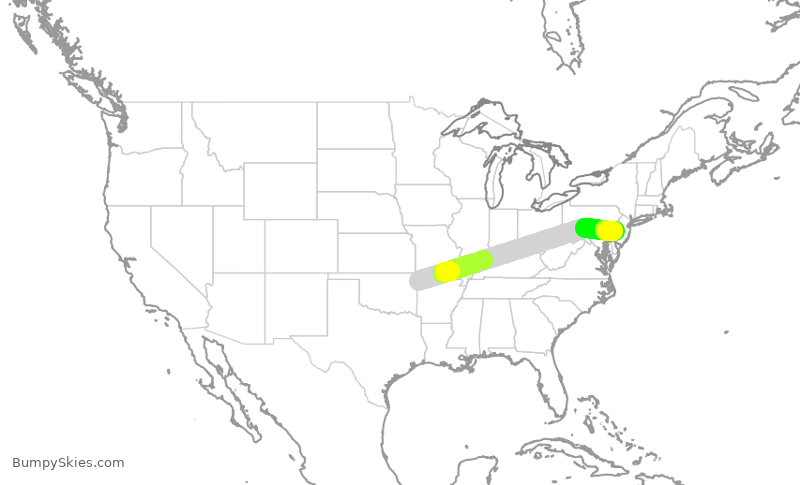 Turbulence forecast map for JIA5551, XNA to PHL