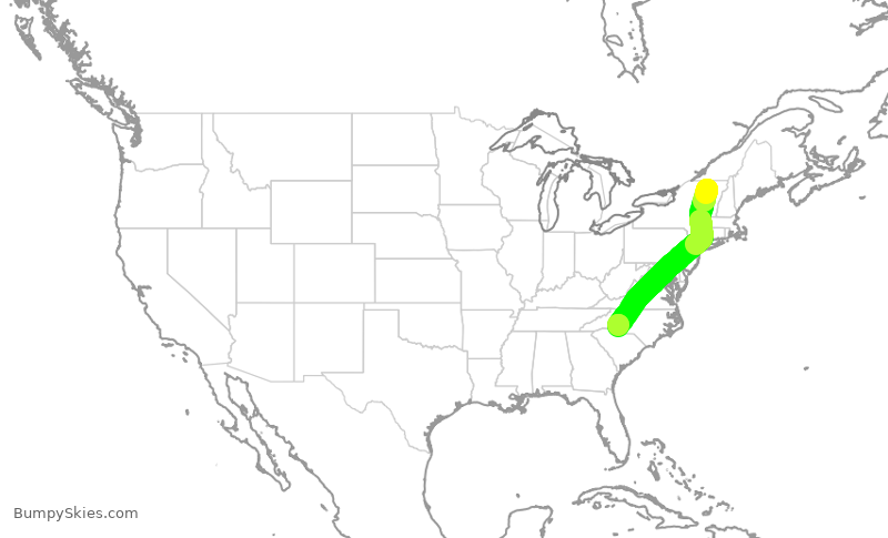 Turbulence forecast map for JIA5562, BTV to CLT
