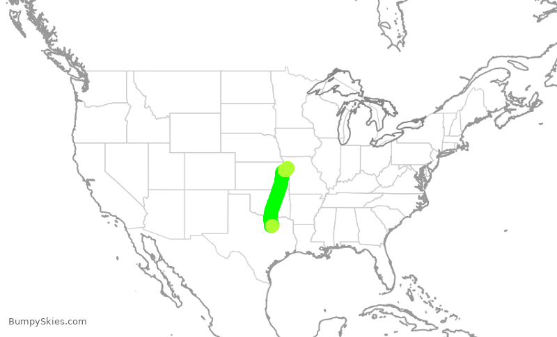 Turbulence forecast map for JIA5567, DFW to MCI