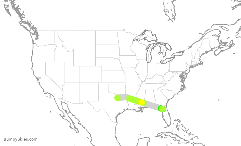 Turbulence forecast map for JIA5571, DFW to GNV