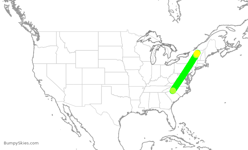 Turbulence forecast map for JIA5579, BTV to CLT