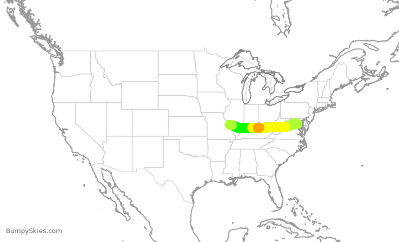 Turbulence forecast map for JIA5582, STL to DCA