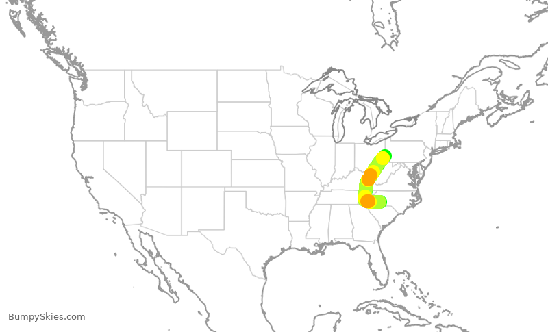 Turbulence forecast map for JIA5602, CLT to PIT