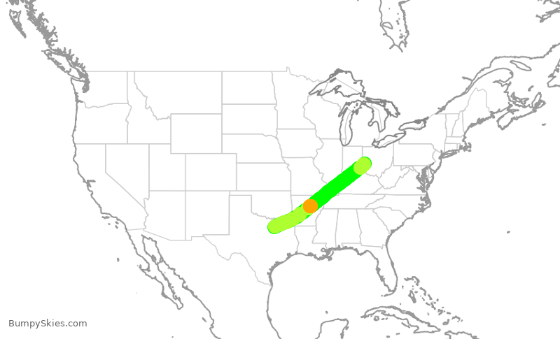 Turbulence forecast map for JIA5609, DFW to DAY