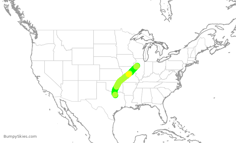 Turbulence forecast map for JIA5611, DFW to PIA